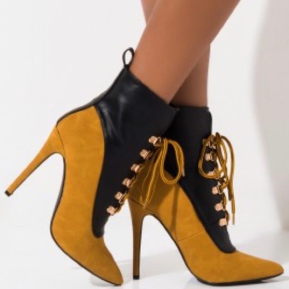 Kylie Military Lace Up Colorblock Ankle Booties